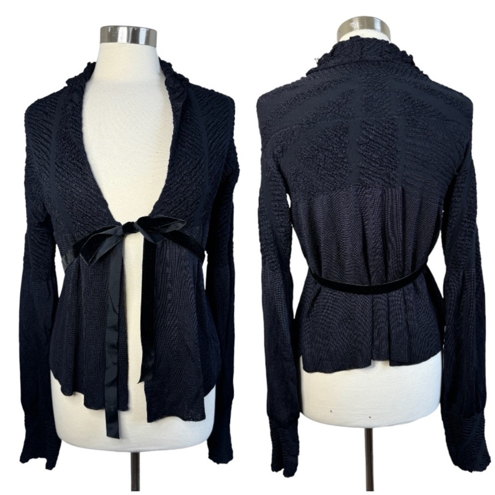 ALEX GORE BROWNE LONDON Black Tie Front Cardigan size L